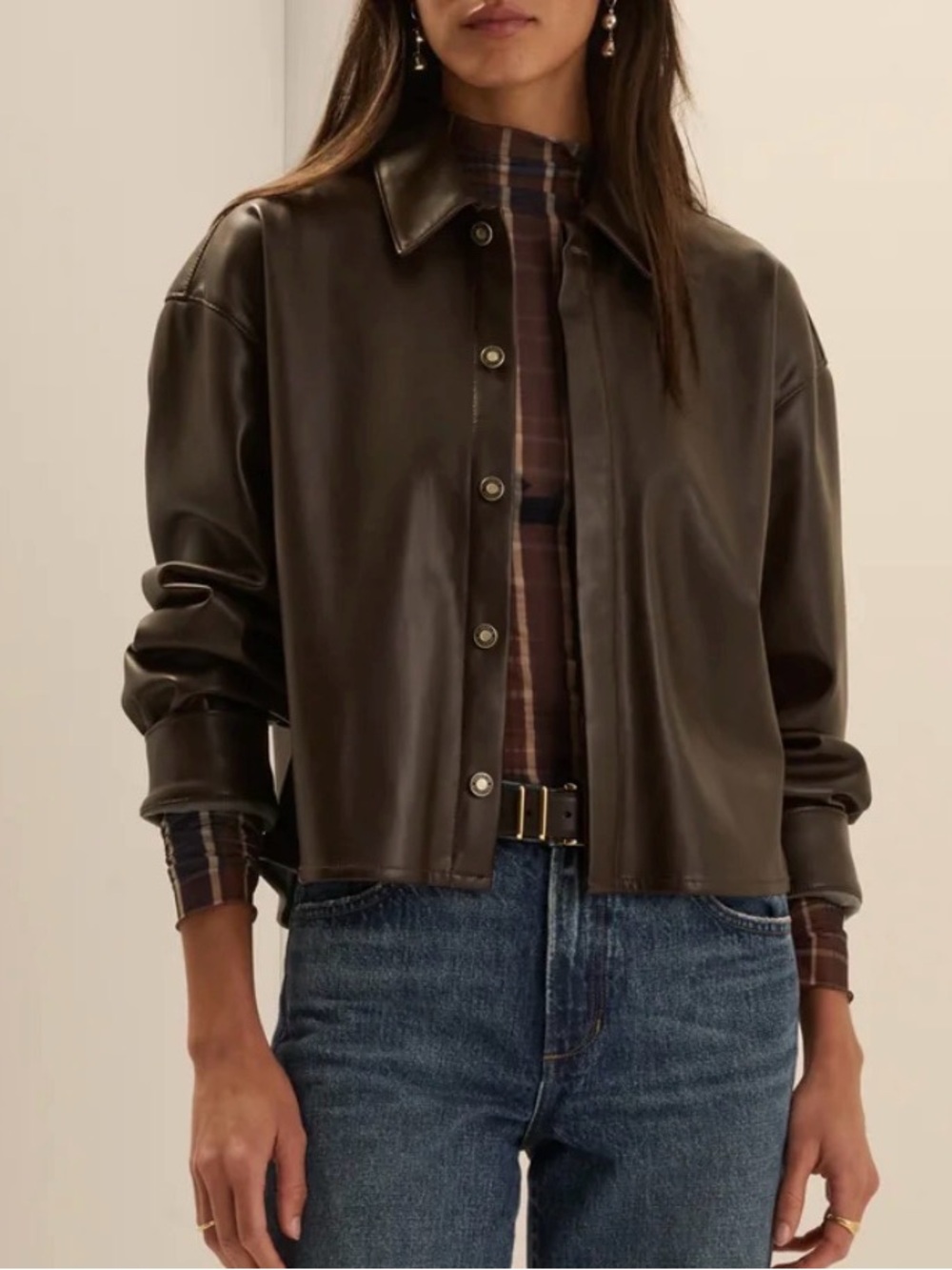 Favorite Daughter Vegan Leather Crop Brady shirt